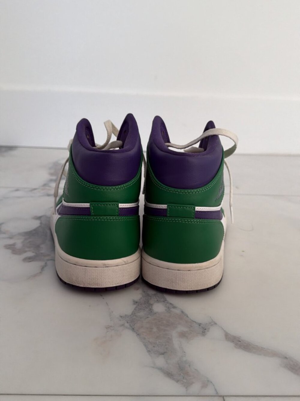Air Jordan 1 Mid Incredible Hulk Green Purple Sneakers - Picture 4 of 5